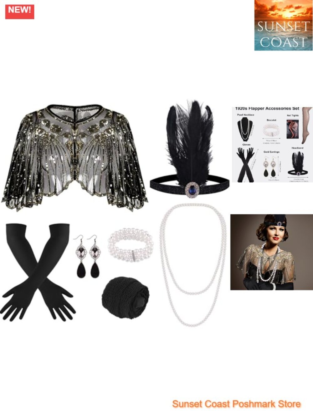 10 Piece 1920s Flapper Gatsby Accessories Set for Women | Costume Party